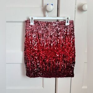 Maner Red Ombré Sequin Mini Skirt - NWT - Size Large